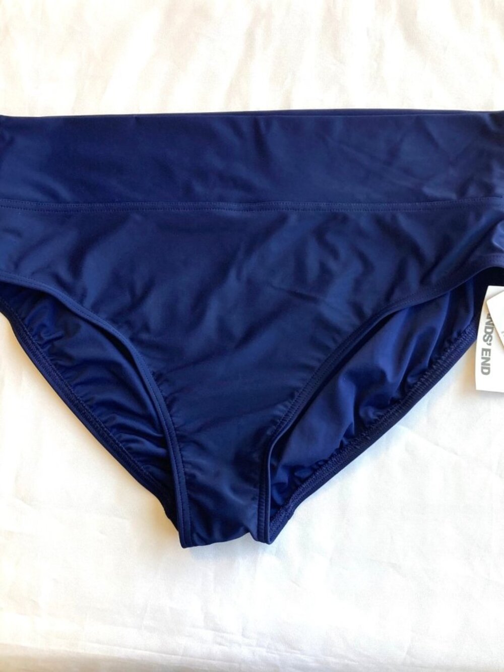 Lands End High Waist Bikini Swim Bottom Womens Large 14/16 Navy Blue NWT